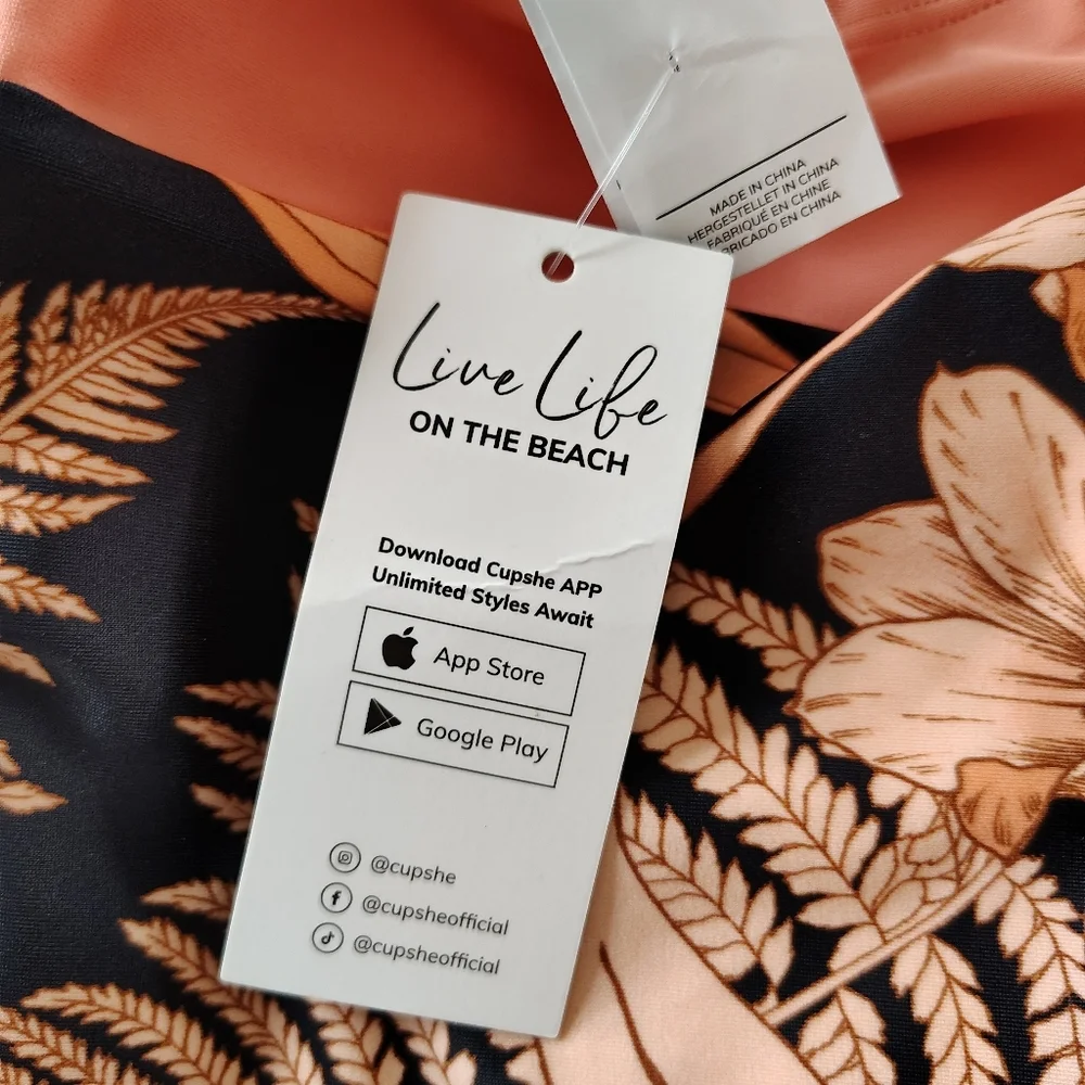 Cupshe Live Life On The Beach. Pink and Black Floral Swimsuit XL - Picture 11 of 12